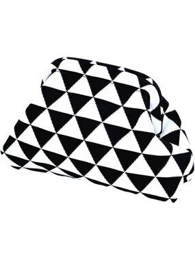 Women Tringle Black Stripe Summer Beach Woven Crochet Bag Dumpling Purse Handbag